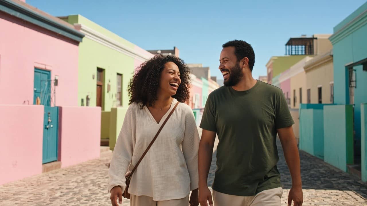 Two people chatting on a first date in Cape Town