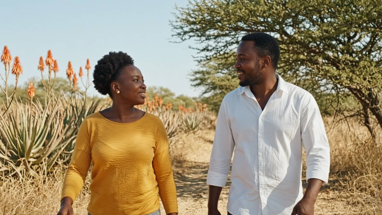 Two people chatting on a first date in Polokwane