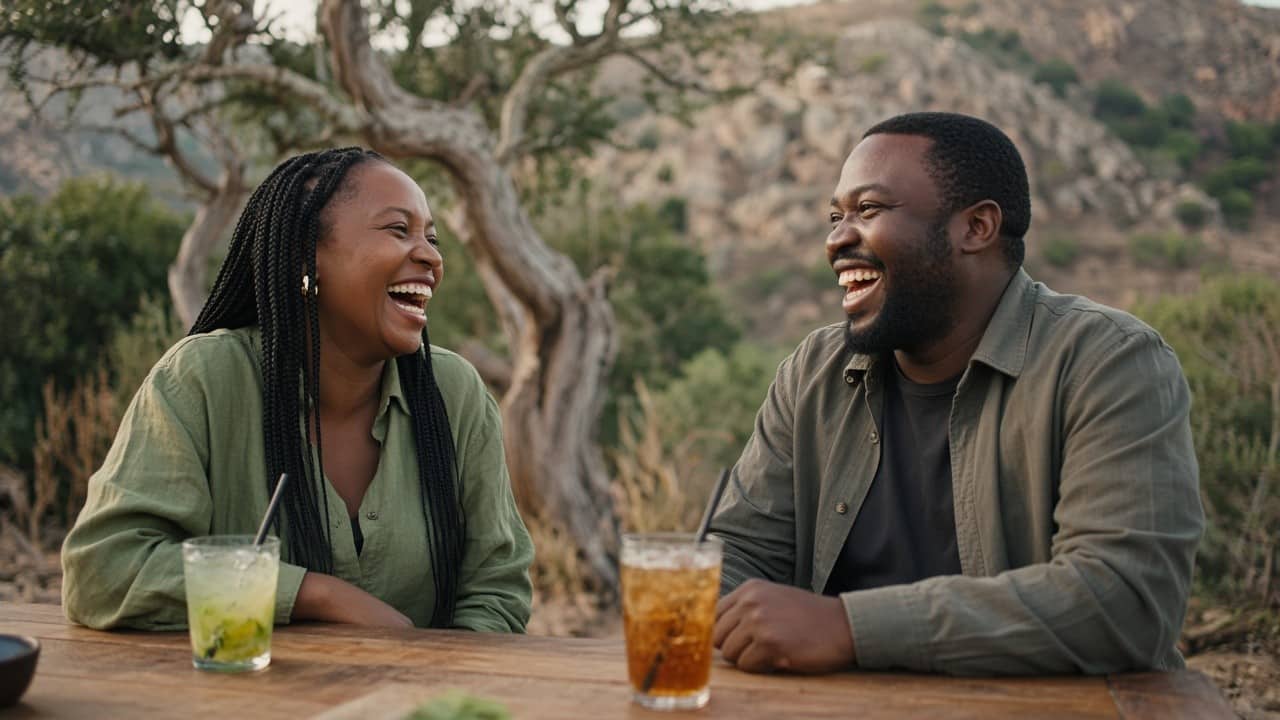 Two people chatting on a first date in Rustenburg