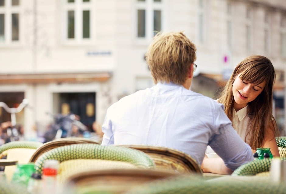 Casual Woman Having a Conversation with Her Date