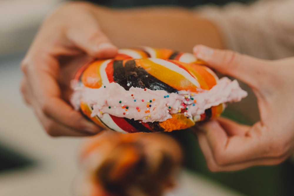 Rainbow bagel date idea